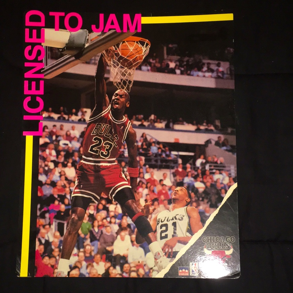 RARE Michael Jordan 1990 BULLS LICENSE to JAM Poster CARDBOARD (see photos) EUC
